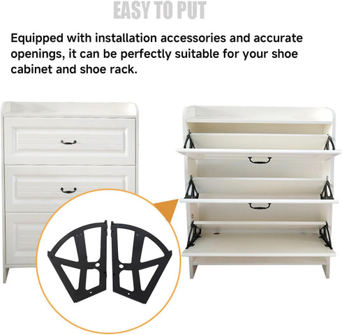 Kodrily 4Pcs 22Pcs 2 Hinges for Shoe Racks, ABS Shoe Cabinet Hinge Replacement with Accessories, Shoe Rack Hardware
