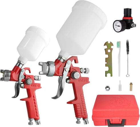 Set, 2 0.8mm 125ml 1.4mm 600ml HVLP Air Gravity Spray Gun Pcs Sprayer Paint Gun Kit, & Automotive Paint Gun