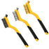 Wire Brush Set 3Pcs, Nylon/Brass/Stainless Steel Bristles with Curved Handle Grip for