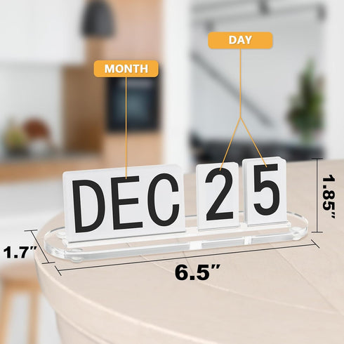 Homakover Mini Acrylic Perpetual Desk Calendar for Desk, Daily Desktop Calendar with Acrylic Month Date Large Display