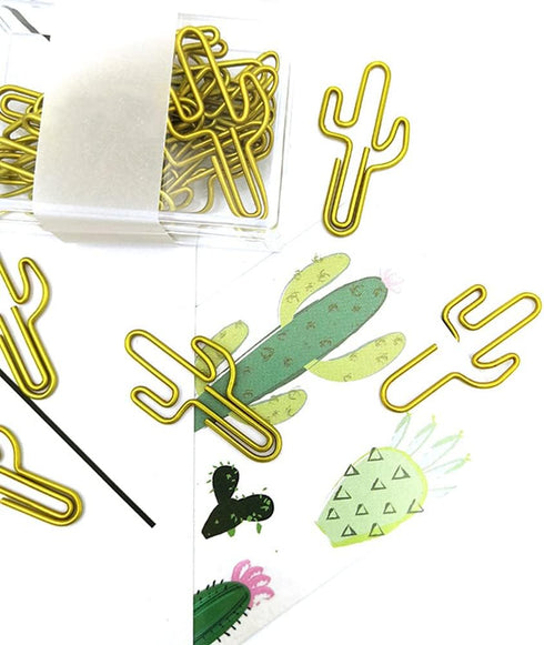 Binder Paper Clip, 30 Cute Cactus Paper Clips for Creative Decoration in Home, School, and Office (B)