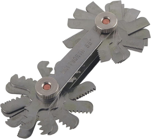 52Pcs Metric & Imperial Thread Pitch Gauge: Adjustable Stainless Steel Measuring Tool for Industrial Use