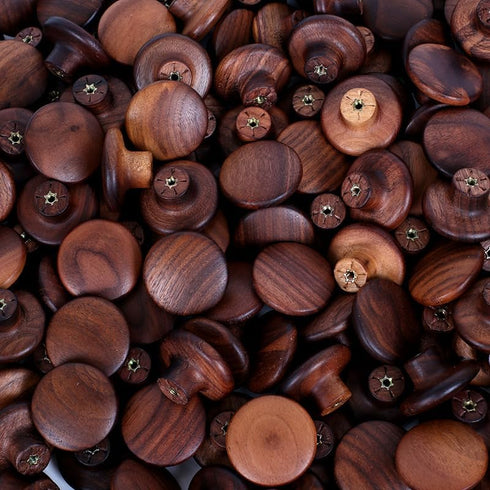 PIYYQNY 4 Pack 40mm 40mm) Drawer Pulls Walnut Cabinet Knobs Mushroom-Shaped Wardrobe Drawer Small Pulls Wooden