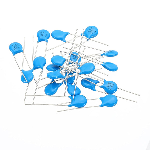 PATIKIL 20 Pcs Blue 0.68nf 3kv High Voltage Ceramic Capacitor Assortment Kit for Power