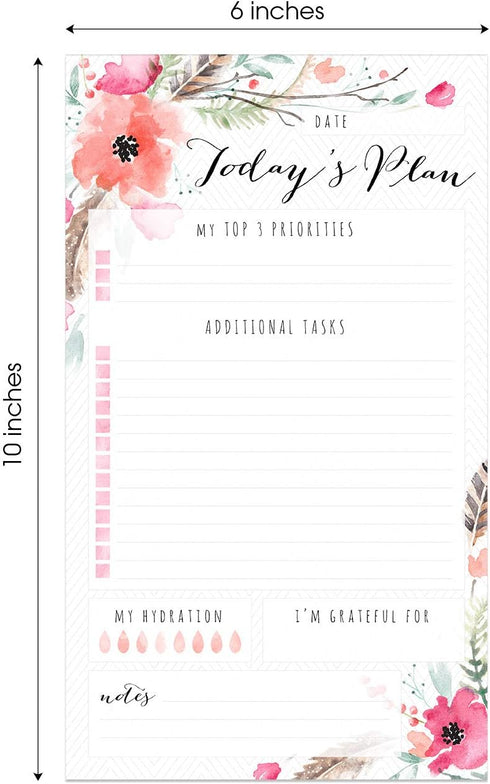 Boho Spirit Sticky Note Daily to-Do Planner - 50 Sticky Pages for Daily Tasks, Floral Note Scheduling, 6" x 10" Planner
