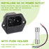 AC 250V 10A 2 in 1 Mount Inlet Module Plug Socket Power Entry Connector, Male Blades with 10A Fuse