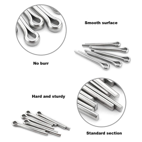 Glarks 340-Pieces 304 Stainless Steel Cotter Pin Clip Assortment Kit, 6 Sizes for Automotive, Mechanics, Repair