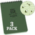 Rite In The Rain Weatherproof Top Spiral Notebook, 4" x 6", Green Cover, Universal Pattern, 3 Pack (No. 946-3)