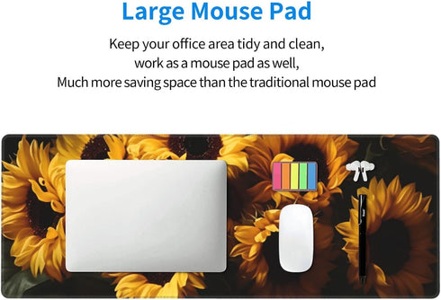 HFDSIFBUJ 31.5" 12",3 Mm Sunflower Bouquet Yellow Flowers Extended Mouse Pad X Thick Non-Slip Rubber Desk Mat
