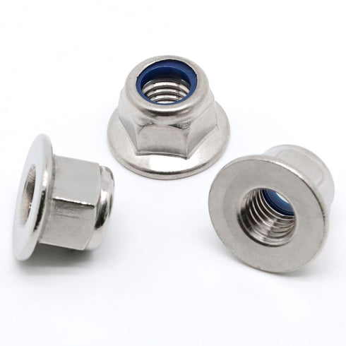 MewuDecor M4-0.7 Flange Nylon Insert Lock Nuts, Flanged Locknuts, DIN 6926, Stainless Steel 18-8 (304), 25 PCS