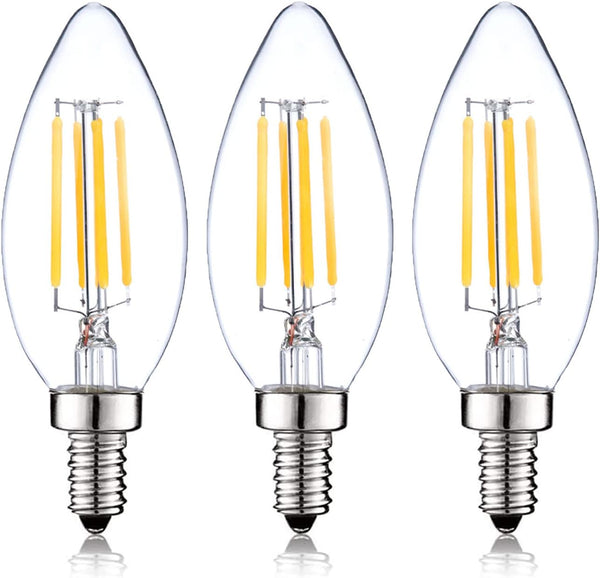 12 Volt LED Candelabra Bulbs E12, 40 Watt Replacement Soft White 3000K, Low Voltage 12V 24V, 3 Pack