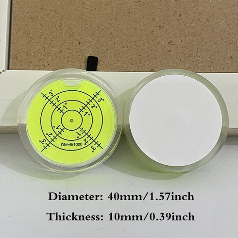 SIZIKJXGHWYI 40mm (40x10mm) Bubble Spirit Level with Double Sided Adhesive Bottom, Circular Level Bubble Measuring