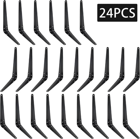 Mormchlots 24Pcs 10 8 Inch x Black Shelf Brackets, Heavy-Duty Metal Steel Corner L Brackets for Shelves Shelf