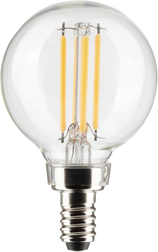 Satco 4-Watt LED E12 Light Bulb, 2700K, 15000 Hour Rating, Dimmable