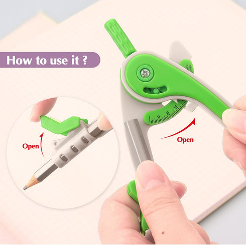 ZZTX Set 180-Degree 3 Compass and Protractor for Geometry, Protractor and Compass for Students, Math Drawing Tools