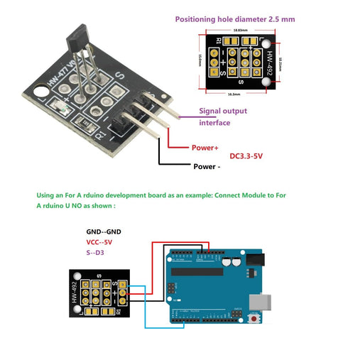 GODIYMODULES 6Pcs A3144 5V Hall Effect Magnetic Sensor Module Hall Effect Sensor for Arduino PIC AVR Smart Cars DC