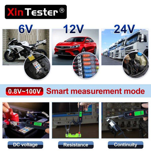 Automotive Test Light, 0.8-100V DC Car Circuit Tester, Vehicle Voltage Resistance Detector Pen with LCD Backlight