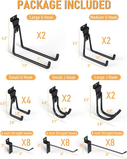 INCLY 36 Pack Heavy Duty Slatwall Hooks, Black Slatwall Panel Accessories for Garages, Retail Stores