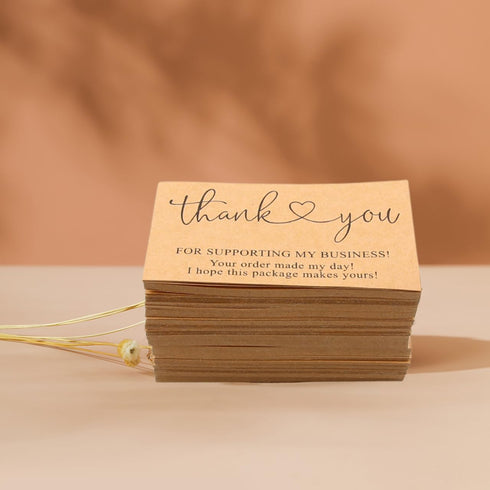 Vagocom 200Pcs Cards,2 3.5 Inches 9 5 cm Packaging Brown Thank You for Supporting My Business x / x Small Bulk Customer