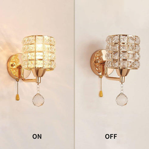 TEEM Set 2, E26 -Bulbs Modern Luxury Gold Crystal Wall Sconces of Hardwired Lights Standard Socket Decorative Light