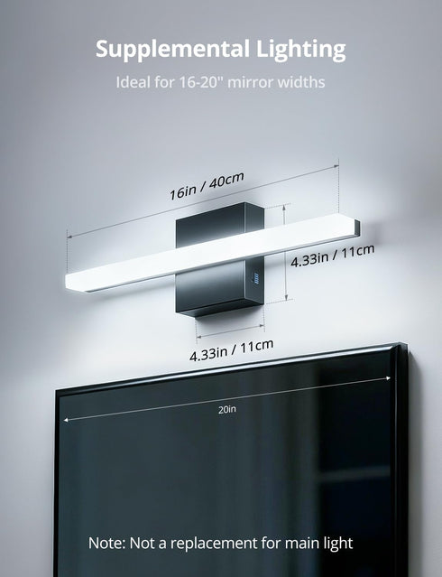 16Inch, 5 IP44 10W 880LM Combuh Modern Bathroom Light Fixtures Above Mirror Small Vanity Lighting Bar Color Adjustable
