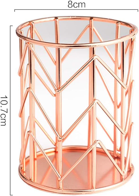 Pen Holder for Desk, Make Up Brush Holder Rose Gold Metal Wire Pencil Cup Holders by HSYMQ