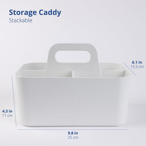 BLUE GINKGO Multipurpose Caddy Organizer - Stackable Plastic Caddy with Handle | Desk, Makeup, Dorm Caddy, Classroom Art Organizers (Made in Korea) - White by BLUE GINKGO