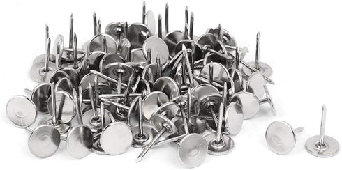 200Pcs Flat Head Upholstery Tacks - Home Furniture Decor Tack Upholstery Nails, Silver (11mmx17mm)