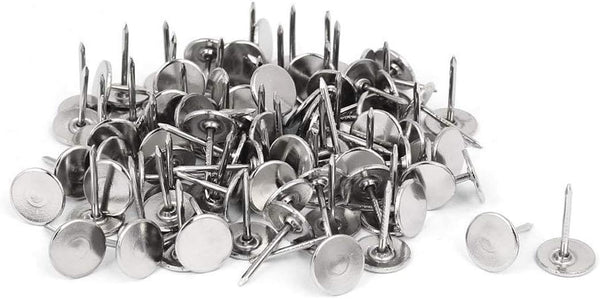200Pcs Flat Head Upholstery Tacks - Home Furniture Decor Tack Upholstery Nails, Silver (11mmx17mm)