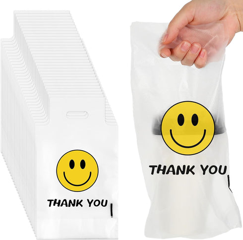 Whaline 1000 Count Thank You Handle Drink Bags 1 Cup Smile Face