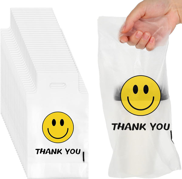 Whaline 1000 Count Thank You Handle Drink Bags 1 Cup Smile Face