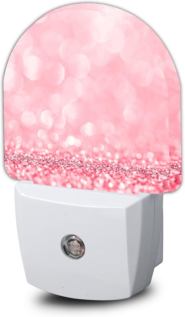 AOWULA Pink Glitter Night Light,Night Lights Plug into Wall Decor for Stairway/Hallway/Kitchen,Dusk to