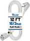 YOJOE Indoor Extension Cord, 3 Prong Grounded 13A Power Cord, 16 Gauge Heavy Duty 12 ft White
