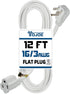 YOJOE Indoor Extension Cord, 3 Prong Grounded 13A Power Cord, 16 Gauge Heavy Duty 12 ft White