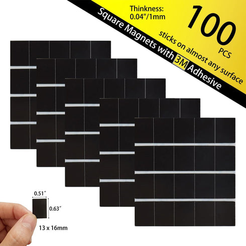 FCLUB Ultra-Thin Adhesive Magnets, 100Pcs Self-Adhesive Magnetic Squares for Crafts