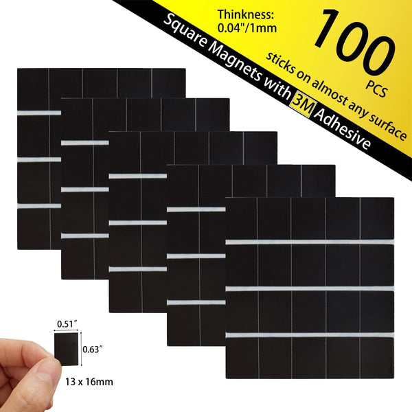 FCLUB Ultra-Thin Adhesive Magnets, 100Pcs Self-Adhesive Magnetic Squares for Crafts