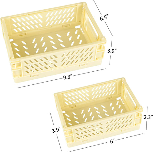 Tixill 2-Pack Mini Foldable Plastic Baskets for Organizing, Collapsible Storage Crate for Home, Kitchen & Office