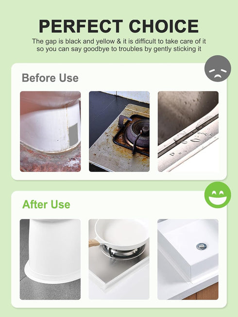 PVC Self Adhesive Caulk Tape, 1-1/2" x 11', for Bathrooms, Kitchen Countertops, and Toilets
