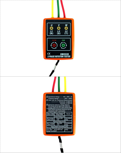 QWORK Professional 3-Phase AC Voltage Tester with LED Display, 60V~600V