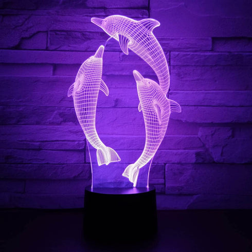 Comiwe 3D Toys,16 Dolphin Illusion Night Light Colors Change Smart Touch & Remote Control,Home Decor LED Bedside Table