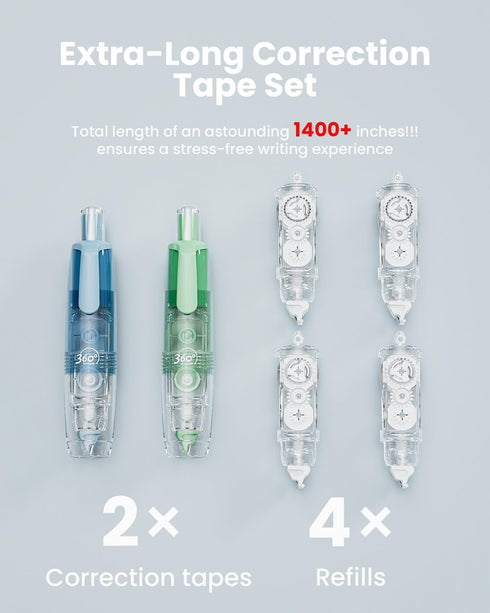 Four Candies Refillable White Out Correction Tape, 2PCS Cute White Out with 4 Extra Refills for School Office