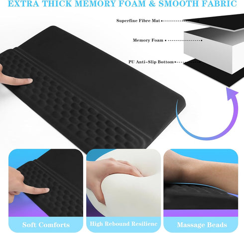 Computer Keyboard Stand with Wrist Rest, Ergonomic Tilted Keyboard Holder - Keyboard Riser with Wrist Pad - Keyboard