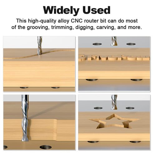 FivePears Up&Down Cut Spiral Router Bits Set for CNC, 1/4 inch Cutting Diameter and Length