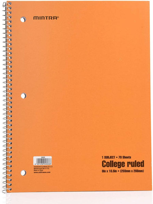 Spiral Notebooks - 6 Pack, Pastel, College Ruled, 70 Sheets, For School, Office, Business, Professional