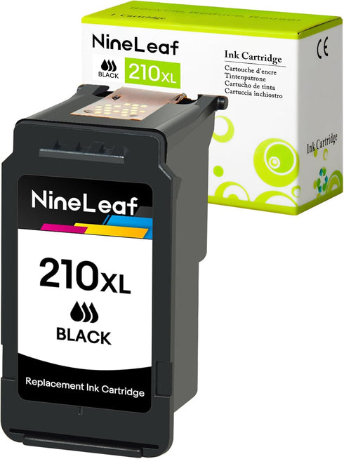 NineLeaf 210XL Black Ink Cartridge Compatible for Canon PG-210XL (401 Pages, Ink Level Indicator, 1 Pack)