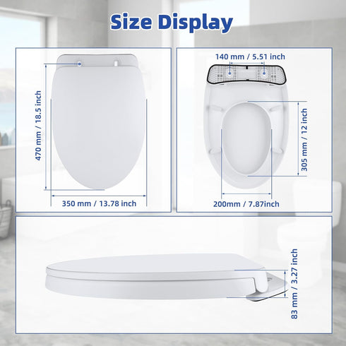 SS124 SS124, Toilet Seat Replacement Compatible with TOTO, Elongated Soft Close Toilet Seat for Transitional Slow-close