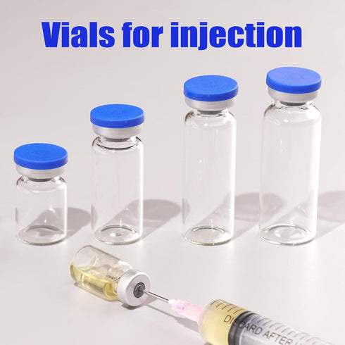 otwooi 5ml Sealed Empty Vials for Injection, Transparent Glass Vials with Self-Healing Injection Port, Liquid Sample