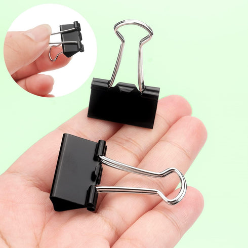 ZZTX Small Size Black Binder Clips, 1.0 Inches, 36 Pack Paper Clamps