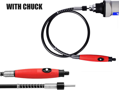 Flex Shaft Adapter Attachment, Flexible Drill Extension Cable Chuck for Dremel Rotary Grinder Woodworking Tools (Red)