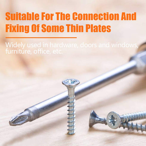 210Pcs 304 Stainless Steel Flat Head Phillips Cross Wood Screw Drive Self-Drilling Screws Assortment Kit [#6 5/16'' to